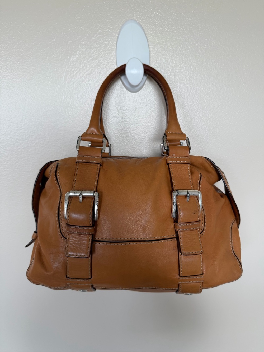 MICHAEL KORS Brookville Update Cognac Camel Brown Leather Medium Shoulder Bag